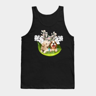 Cute puppys playing in the water Tank Top